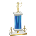 Premium Single Blue Carbon Fiber Victory Archery Trophy