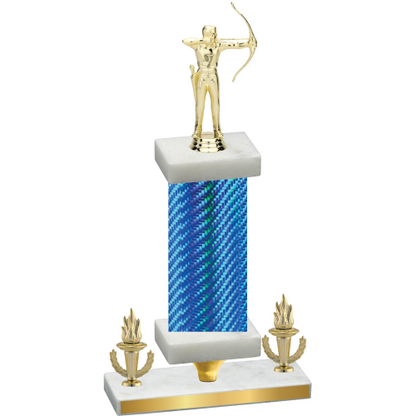 Premium Single Blue Carbon Fiber Victory Archery Trophy