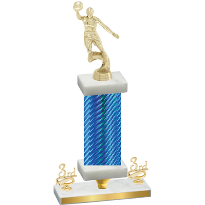 Premium Single Blue Carbon Fiber Third Place Basketball Trophy