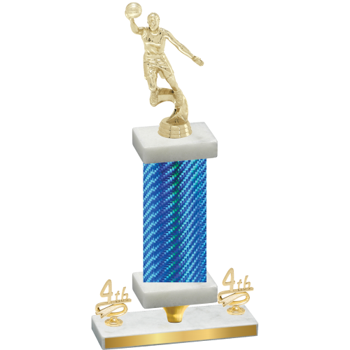 Premium Single Blue Carbon Fiber Fourth Place Basketball Trophy