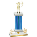 Premium Single Blue Carbon Fiber Fourth Place Archery Trophy