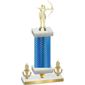 Premium Single Blue Carbon Fiber Victory Archery Trophy