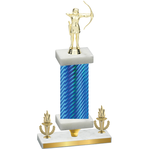 Premium Single Blue Carbon Fiber Victory Archery Trophy