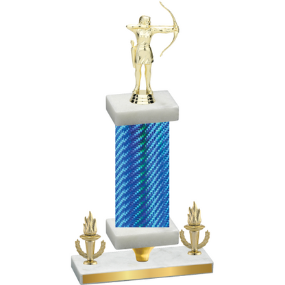 Premium Single Blue Carbon Fiber Victory Archery Trophy