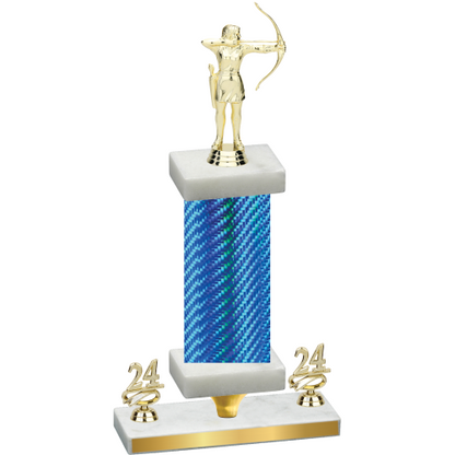 Premium Single Blue Carbon Fiber Year Archery Trophy