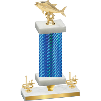 Premium Single Blue Carbon Fiber First Place Fishing Trophy