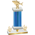 Premium Single Blue Carbon Fiber Fourth Place Fishing Trophy