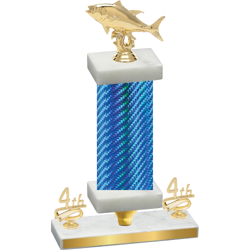 Premium Single Blue Carbon Fiber Fourth Place Fishing Trophy