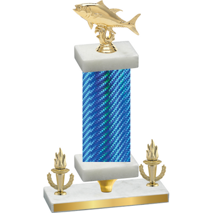 Premium Single Blue Carbon Fiber Victory Fishing Trophy