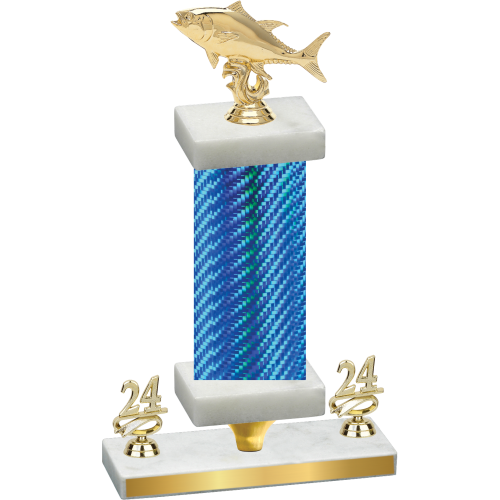 Premium Single Blue Carbon Fiber Year Fishing Trophy