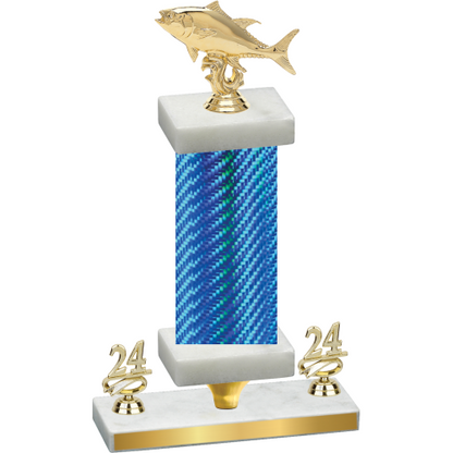 Premium Single Blue Carbon Fiber Year Fishing Trophy