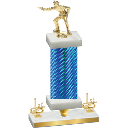Premium Single Blue Carbon Fiber First Place Shooter Trophy