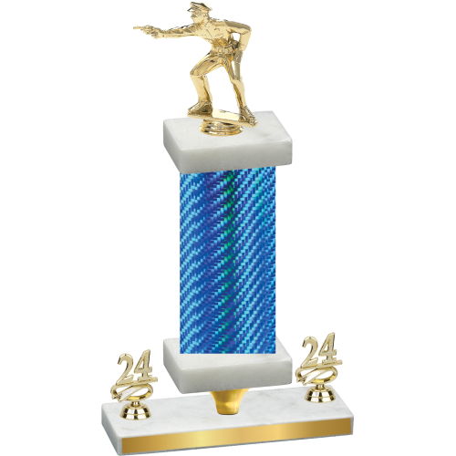 Premium Single Blue Carbon Fiber Year Shooter Trophy