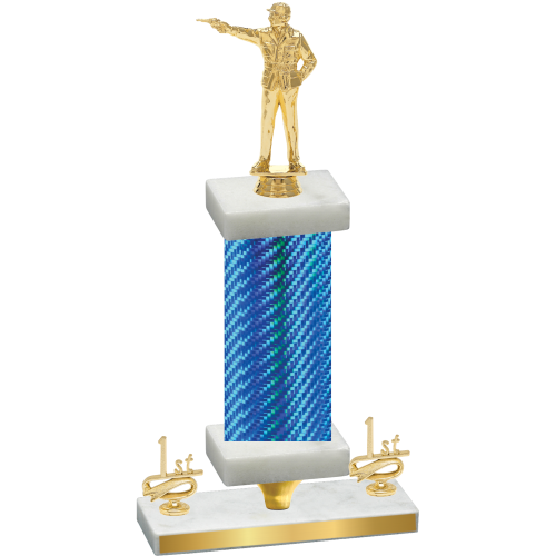 Premium Single Blue Carbon Fiber First Place Shooter Trophy
