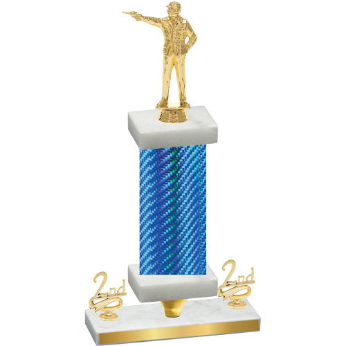 Premium Single Blue Carbon Fiber Second Place Shooter Trophy