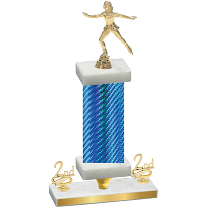 Premium Single Blue Carbon Fiber Second Place Skater Trophy