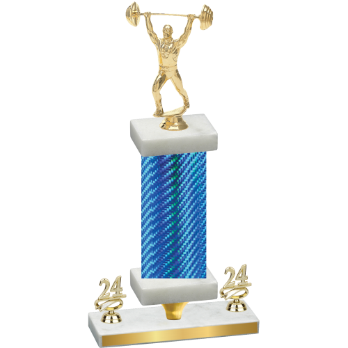 Premium Single Blue Carbon Fiber Year Weights Trophy