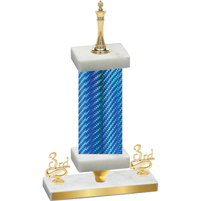Premium Single Blue Carbon Fiber Third Place Chess Trophy