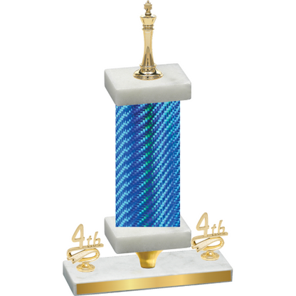 Premium Single Blue Carbon Fiber Fourth Place Chess Trophy