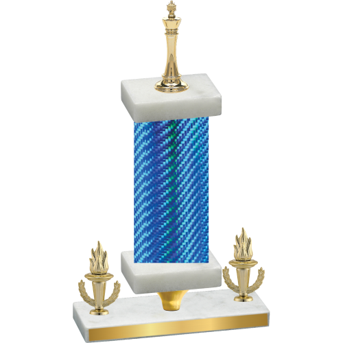Premium Single Blue Carbon Fiber Victory Chess Trophy