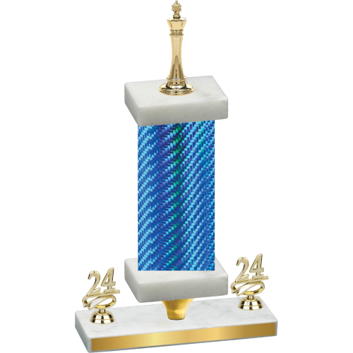 Premium Single Blue Carbon Fiber Year Chess Trophy