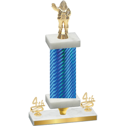 Premium Single Blue Carbon Fiber Fourth Place Holiday Trophy