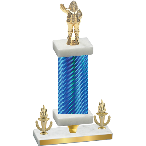 Premium Single Blue Carbon Fiber Victory Holiday Trophy