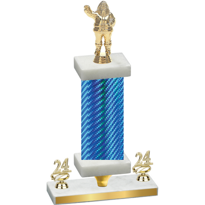 Premium Single Blue Carbon Fiber Year Holiday Trophy