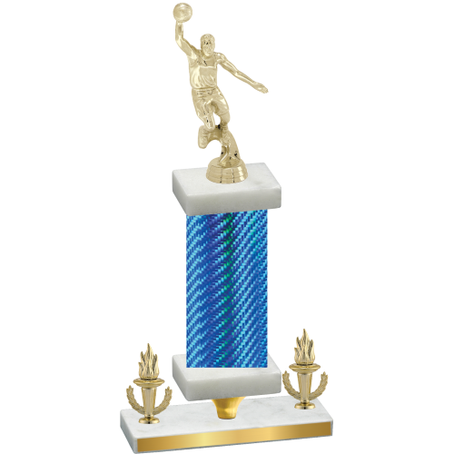 Premium Single Blue Carbon Fiber Victory Basketball Trophy