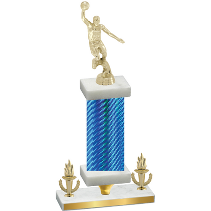 Premium Single Blue Carbon Fiber Victory Basketball Trophy