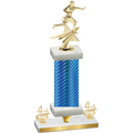 Premium Single Blue Carbon Fiber Fourth Place Flag Football Trophy