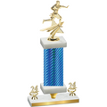 Premium Single Blue Carbon Fiber Year Flag Football Trophy