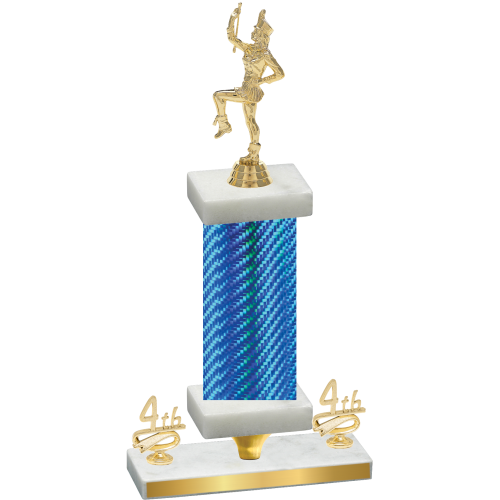 Premium Single Blue Carbon Fiber Fourth Place Majorette Trophy