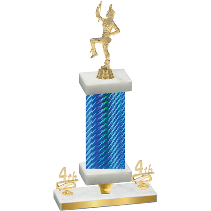 Premium Single Blue Carbon Fiber Fourth Place Majorette Trophy