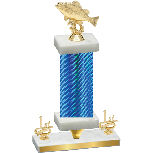 Premium Single Blue Carbon Fiber First Place Fishing Trophy