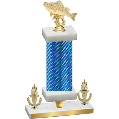 Premium Single Blue Carbon Fiber Victory Fishing Trophy