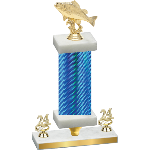 Premium Single Blue Carbon Fiber Year Fishing Trophy