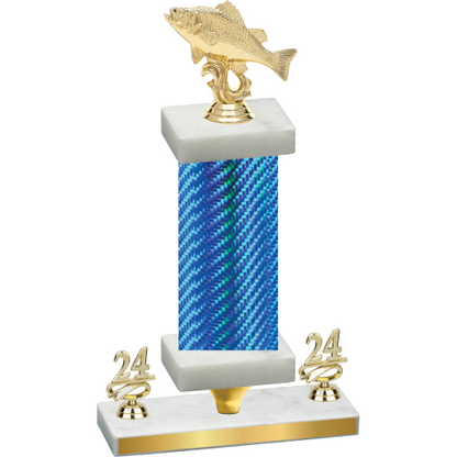 Premium Single Blue Carbon Fiber Year Fishing Trophy