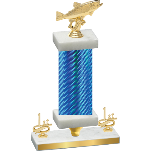 Premium Single Blue Carbon Fiber First Place Fishing Trophy