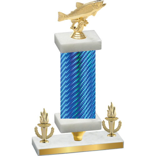 Premium Single Blue Carbon Fiber Victory Fishing Trophy
