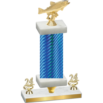 Premium Single Blue Carbon Fiber Year Fishing Trophy