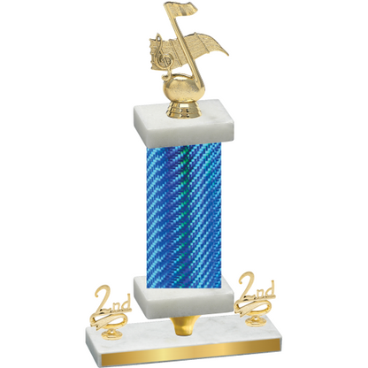 Premium Single Blue Carbon Fiber Second Place Music Trophy