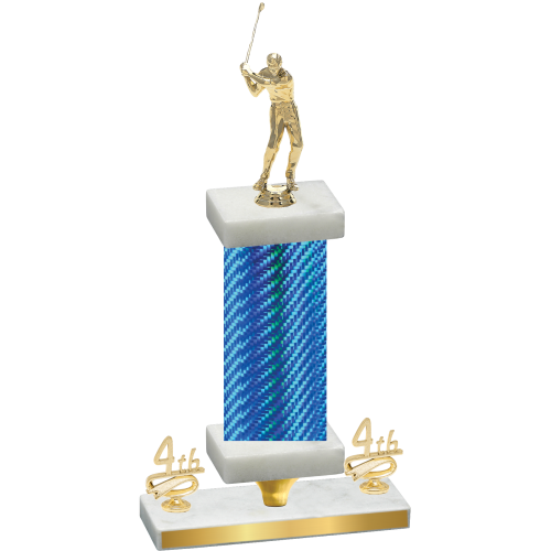 Premium Single Blue Carbon Fiber Fourth Place Golf Trophy