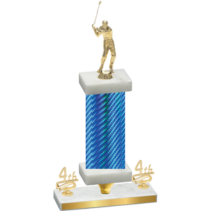Premium Single Blue Carbon Fiber Fourth Place Golf Trophy