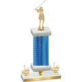 Premium Single Blue Carbon Fiber First Place Golf Trophy