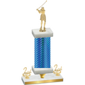 Premium Single Blue Carbon Fiber Second Place Golf Trophy