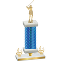 Premium Single Blue Carbon Fiber Fourth Place Golf Trophy