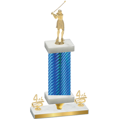 Premium Single Blue Carbon Fiber Fourth Place Golf Trophy