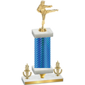 Premium Single Blue Carbon Fiber Victory Karate Trophy
