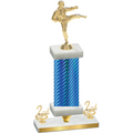 Premium Single Blue Carbon Fiber Second Place Karate Trophy